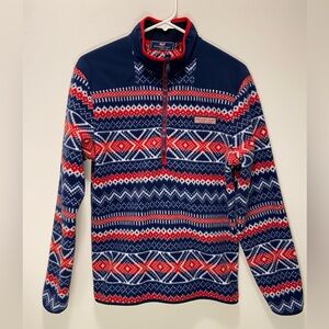 Vineyard Vines Navy and Red Zip-Up Sweater